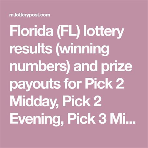 Florida (FL) Pick 3 Midday Winning Numbers .